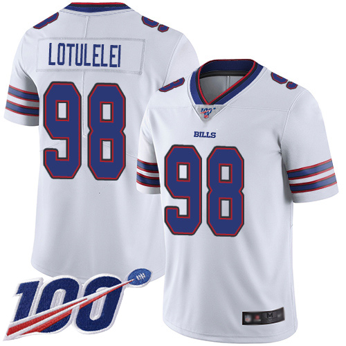 Men Buffalo Bills 98 Star Lotulelei White Vapor Untouchable Limited Player 100th Season NFL Jersey